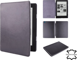 Lunso Geschikt voor Kobo Aura H20 Edition 2 hoes (6.8 inch) - Leren sleepcover - Zwart