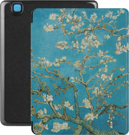 Lunso - Geschikt voor Kobo Aura H20 Edition 2 hoes (6.8 inch) - Vegan Saffiano Leren sleep cover - Van Gogh Amandelbloesem