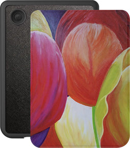 Lunso Geschikt voor Kobo Clara BW / Clara Colour hoes (6 inch) - Vegan Saffiano Leren sleepcover - Tulpen