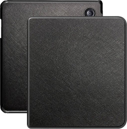 Lunso Geschikt voor Kobo Libra Colour hoes (7 inch) - Vegan Saffiano Leren sleepcover - Zwart