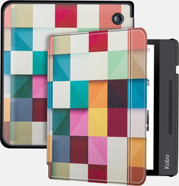 Lunso Geschikt voor Kobo Libra H20 hoes (7 inch) - sleep cover -Blokken