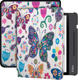 Lunso Geschikt voor Kobo Libra H20 hoes (7inch) - sleep cover - Vlinders