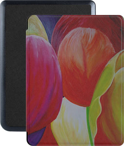 Lunso - Geschikt voor Kobo Nia hoes (6 inch) - Vegan Saffiano Leren sleep cover - Tulpen