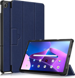 Lunso - Geschikt voor Lenovo Tab M10 Plus Gen 3 (3e generatie) - Tri-Fold Bookcase hoes - Donkerblauw