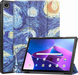 Lunso - Geschikt voor Lenovo Tab M10 Plus Gen 3 (3e generatie) - Tri-Fold Bookcase hoes - Van Gogh Sterrennacht