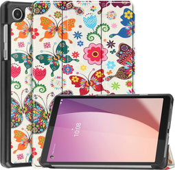Lunso - Geschikt voor Lenovo Tab M8 Gen 4 (8 inch) - Tri-Fold Bookcase hoes - Vlinders