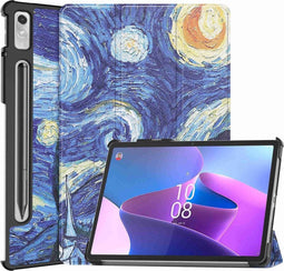 Lunso - Geschikt voor Lenovo Tab P11 Pro Gen 2 (2e generatie) - Tri-Fold Bookcase hoes - Van Gogh Sterrennacht