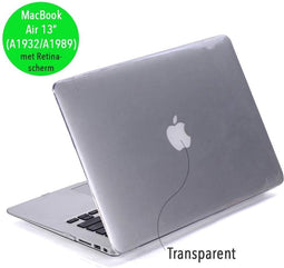 Lunso Geschikt voor MacBook Air 13 inch (2018-2019) cover hoes - case - Glanzend transparant