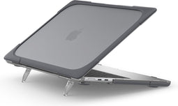 Lunso Geschikt voor MacBook Air 13 inch M2/M3 (2022-2024) Armor cover hoes met pootjes - case - Grijs