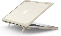 Lunso Geschikt voor MacBook Air 13 inch M2/M3 (2022-2024) Armor cover hoes met pootjes - case - Beige