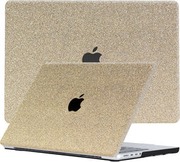 Lunso Geschikt voor MacBook Air 13 inch M2/M3 (2022-2024) cover hoes - case - Glitter Goud