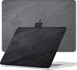 Lunso Geschikt voor MacBook Air 13 inch M2/M3 (2022-2024) cover hoes - case - Black Stone