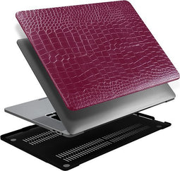 Lunso Geschikt voor MacBook Air 13 inch M2/M3 (2022-2024) cover hoes - case - Croco Fuchsia