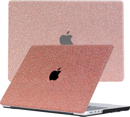 Lunso Geschikt voor MacBook Pro 16 inch M1/M2 (2021-2023) cover hoes - case - Glitter Rose Goud