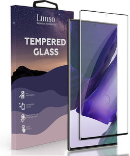 Lunso - Geschikt voor Samsung Galaxy Note 20 Ultra - Gehard Beschermglas - Full Cover Screenprotector - Black Edge