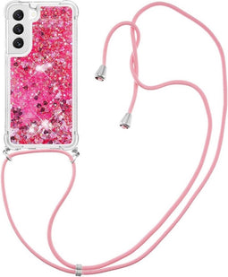 Lunso - Geschikt voor Samsung Galaxy S23 Plus / S23+ - Telefoonhoes met koord - Glitter Roze