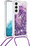 Lunso - Geschikt voor Samsung Galaxy S23 Plus / S23+ - Telefoonhoes met koord - Glitter Paars