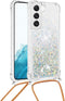 Lunso - Geschikt voor Samsung Galaxy S23 Plus / S23+ - Telefoonhoes met koord - Glitter Zilver