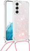 Lunso - Geschikt voor Samsung Galaxy S23 Plus / S23+ - Telefoonhoes met koord - Glitter Lichtroze