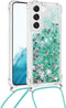 Lunso - Geschikt voor Samsung Galaxy S23 Plus / S23+ - Telefoonhoes met koord - Glitter Groen