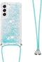Lunso - Geschikt voor Samsung Galaxy S23 Plus / S23+ - Telefoonhoes met koord - Glitter Lichtblauw