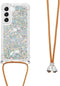 Lunso - Geschikt voor Samsung Galaxy S23 Plus / S23+ - Telefoonhoes met koord - Glitter Zilver