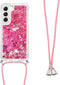 Lunso - Geschikt voor Samsung Galaxy S23 Plus / S23+ - Telefoonhoes met koord - Glitter Roze