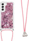 Lunso - Geschikt voor Samsung Galaxy S23 Plus / S23+ - Telefoonhoes met koord - Glitter Rose
