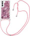 Lunso - Geschikt voor Samsung Galaxy S23 - Telefoonhoes met koord - Glitter Rose