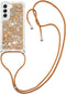 Lunso - Geschikt voor Samsung Galaxy S23 - Telefoonhoes met koord - Glitter Goud