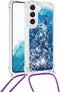 Lunso - Geschikt voor Samsung Galaxy S23 - Telefoonhoes met koord - Glitter Blauw