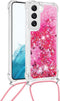 Lunso - Geschikt voor Samsung Galaxy S23 - Telefoonhoes met koord - Glitter Roze