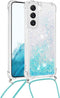 Lunso - Geschikt voor Samsung Galaxy S23 - Telefoonhoes met koord - Glitter Lichtblauw