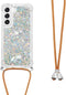 Lunso - Geschikt voor Samsung Galaxy S23 - Telefoonhoes met koord - Glitter Zilver