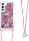 Lunso - Geschikt voor Samsung Galaxy S23 - Telefoonhoes met koord - Glitter Rose