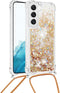 Lunso - Geschikt voor Samsung Galaxy S23 - Telefoonhoes met koord - Glitter Goud