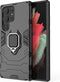 Lunso - Geschikt voor Samsung Galaxy S23 Ultra - Armor backcover hoes met ringhouder - Zwart