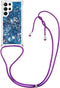 Lunso - Geschikt voor Samsung Galaxy S23 Ultra - Telefoonhoes met koord - Glitter Blauw