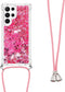 Lunso - Geschikt voor Samsung Galaxy S23 Ultra - Telefoonhoes met koord - Glitter Roze