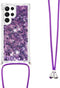 Lunso - Geschikt voor Samsung Galaxy S23 Ultra - Telefoonhoes met koord - Glitter Paars