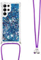 Lunso - Geschikt voor Samsung Galaxy S23 Ultra - Telefoonhoes met koord - Glitter Blauw