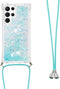 Lunso - Geschikt voor Samsung Galaxy S23 Ultra - Telefoonhoes met koord - Glitter Lichtblauw