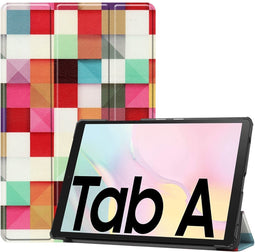 Lunso - Geschikt voor Samsung Galaxy Tab A 10.5 inch - 3-Vouw sleepcover hoes - Blokken