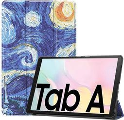 Lunso - Geschikt voor Samsung Galaxy Tab A 10.5 inch - 3-Vouw sleepcover hoes - Van Gogh Sterrennacht