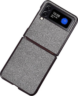 Lunso - Geschikt voor Samsung Galaxy Z Flip4 - Canvas cover hoes - Grijs