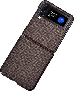 Lunso - Geschikt voor Samsung Galaxy Z Flip4 - Canvas cover hoes - Bruin
