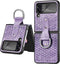 Lunso - Geschikt voor Samsung Galaxy Z Flip4 - Kunstleren backcover hoesje met ringhouder - Paars