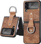 Lunso - Geschikt voor Samsung Galaxy Z Flip4 - Kunstleren backcover hoesje met ringhouder - Bruin