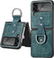 Lunso - Geschikt voor Samsung Galaxy Z Flip4 - Kunstleren backcover hoesje met ringhouder - Groen