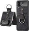 Lunso - Geschikt voor Samsung Galaxy Z Flip4 - Kunstleren backcover hoesje met ringhouder - Zwart